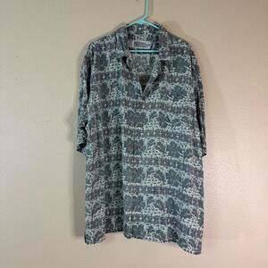 New York sportswear EXCHANGE Grey silk Floral Shirt XXL